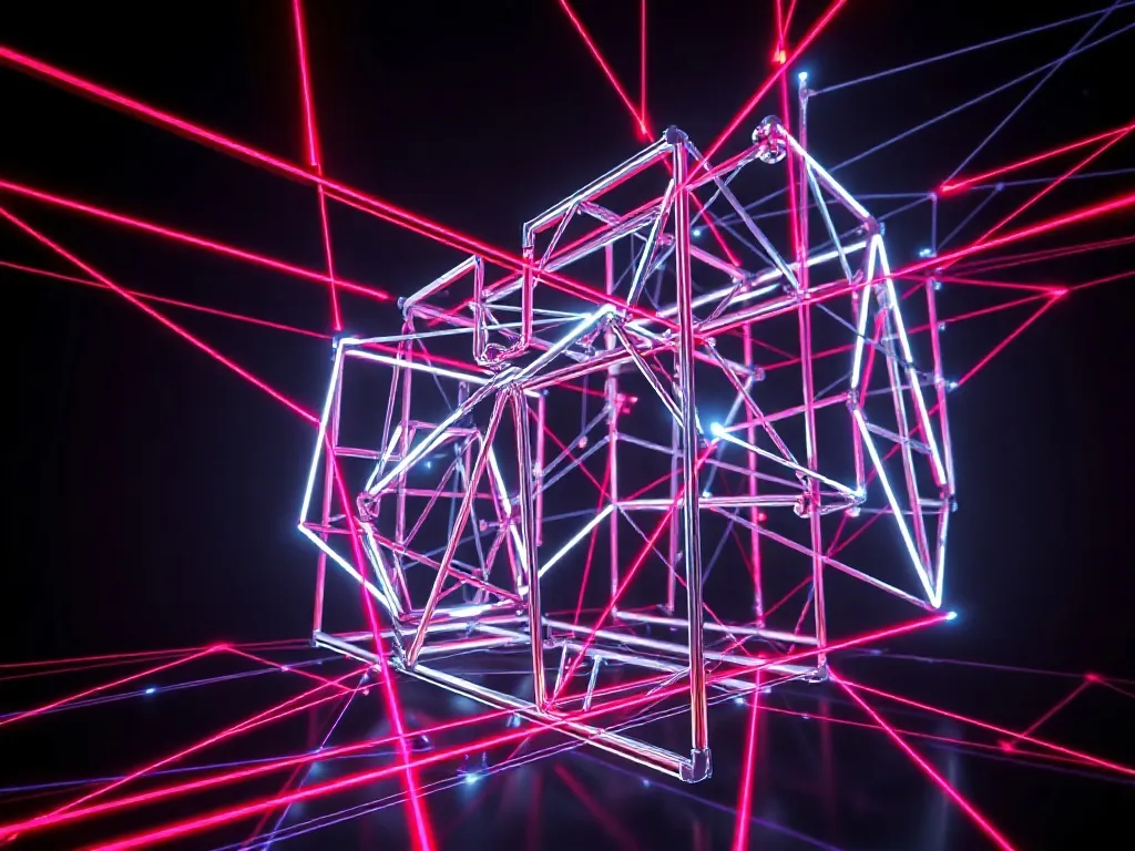 Abstract architectural visualization of digital data flows,