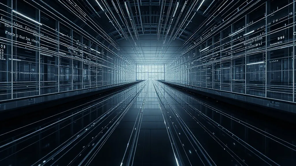 Abstract architectural visualization of digital data flows,